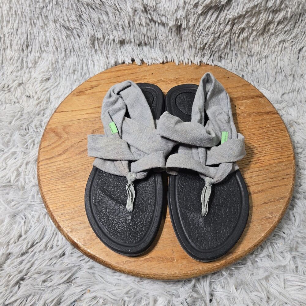 Sanuk Yoga Sling 2 Gray Comfy Sandals Womens Size 9 Strappy Outdoor Gray Thongs